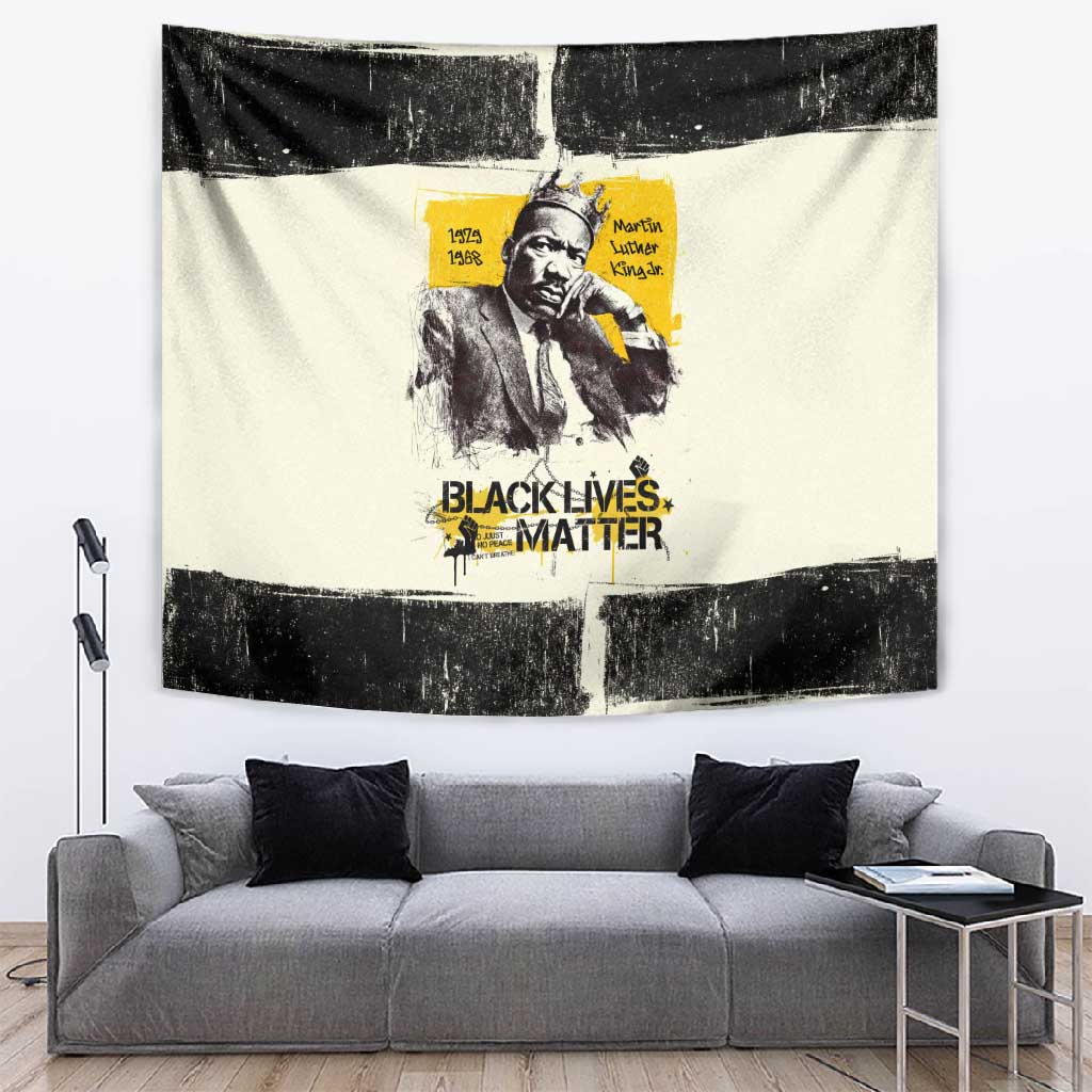 Martin Luther King Jr Tapestry Black Lives Matter Street Art Portrait Civil Rights Tribute Bold Striped - Wonder Print Shop