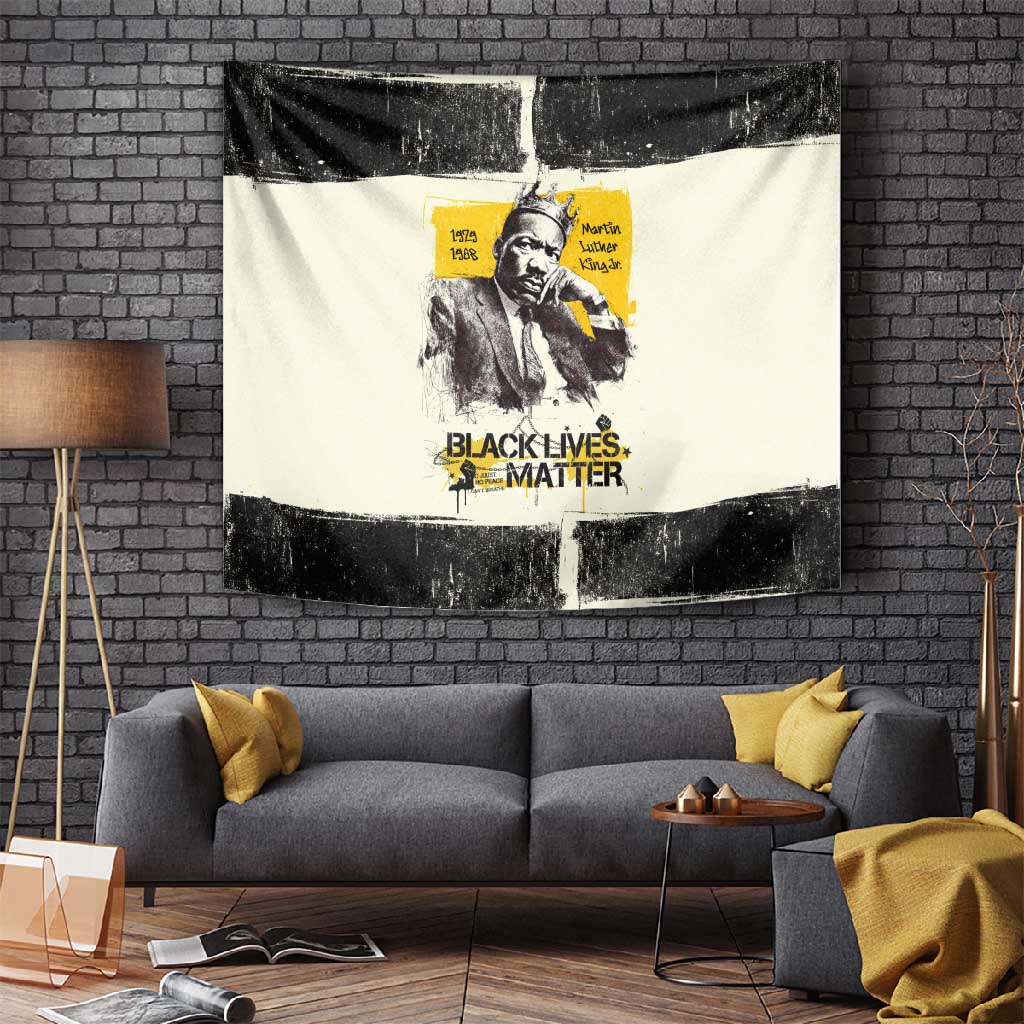 Martin Luther King Jr Tapestry Black Lives Matter Street Art Portrait Civil Rights Tribute Bold Striped - Wonder Print Shop