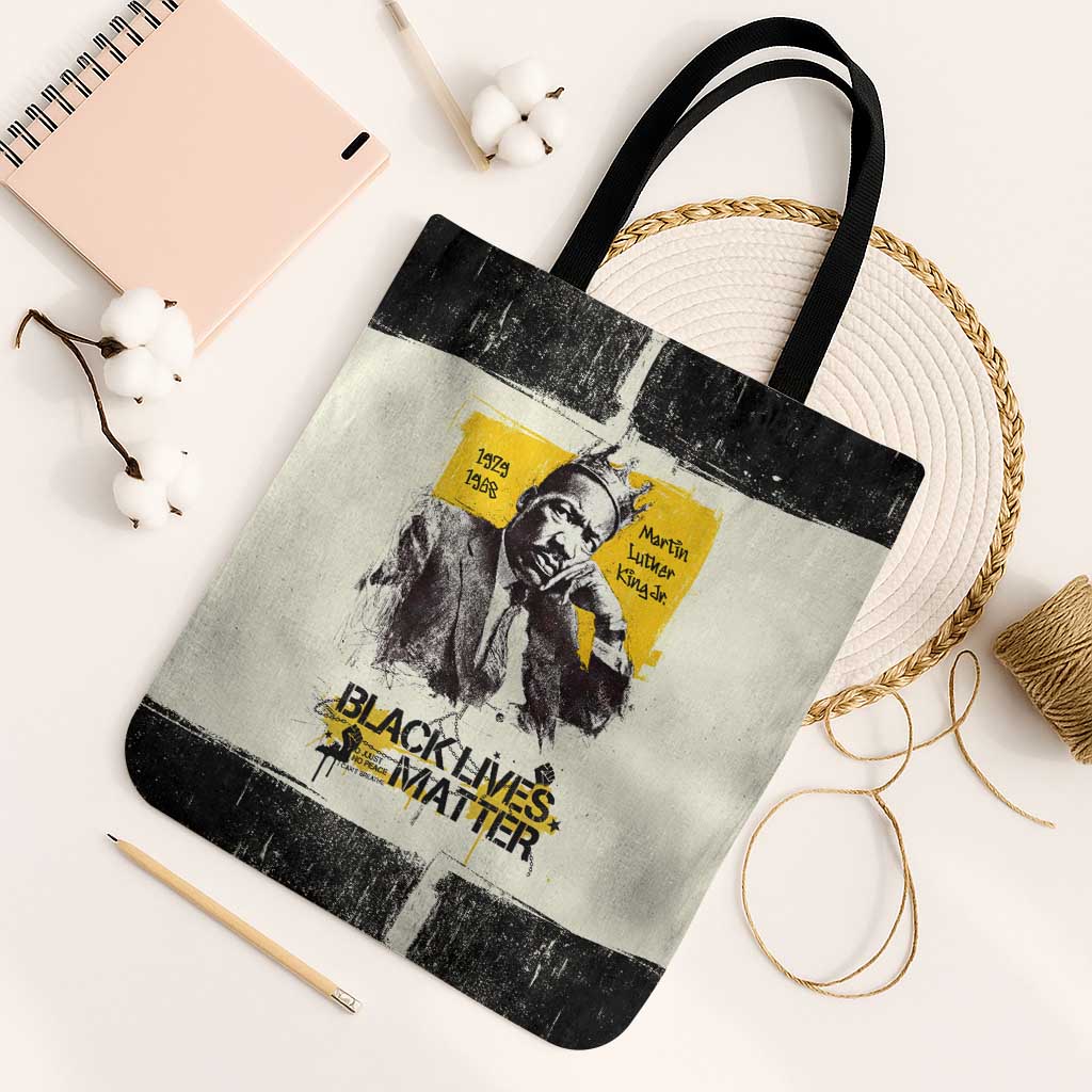 Martin Luther King Jr Tote Bag Black Lives Matter Street Art Portrait Civil Rights Tribute Bold Striped - Wonder Print Shop