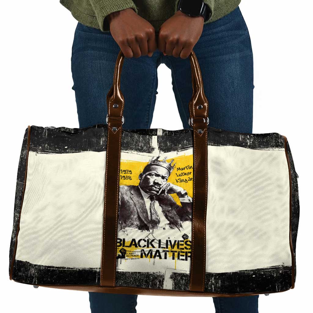 Martin Luther King Jr Travel Bag Black Lives Matter Street Art Portrait Civil Rights Tribute Bold Striped - Wonder Print Shop