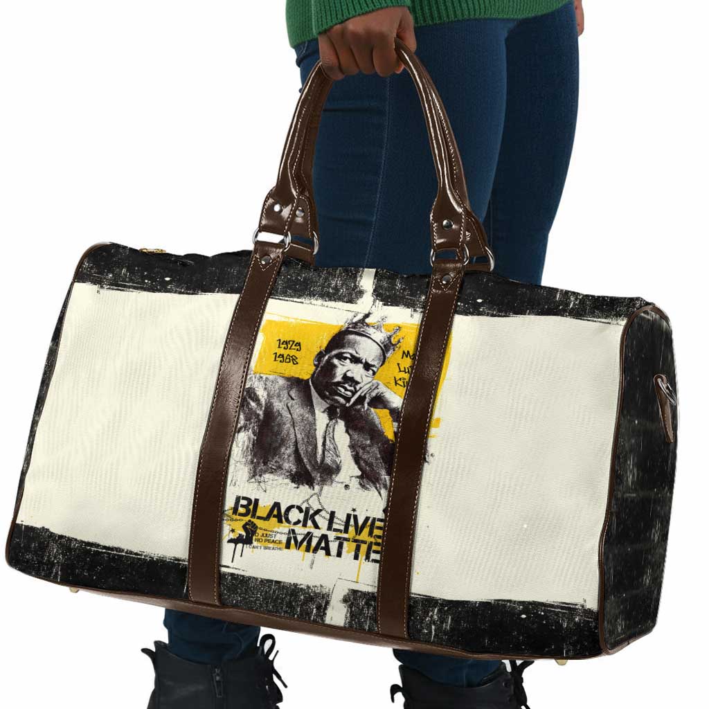 Martin Luther King Jr Travel Bag Black Lives Matter Street Art Portrait Civil Rights Tribute Bold Striped - Wonder Print Shop