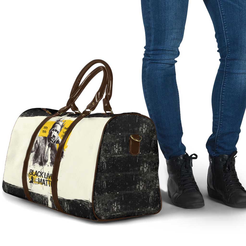 Martin Luther King Jr Travel Bag Black Lives Matter Street Art Portrait Civil Rights Tribute Bold Striped - Wonder Print Shop