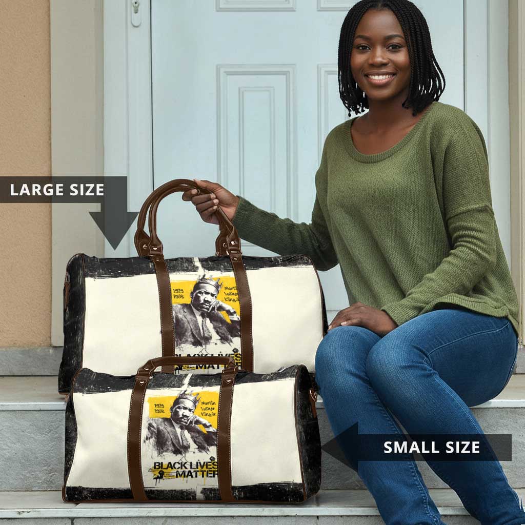 Martin Luther King Jr Travel Bag Black Lives Matter Street Art Portrait Civil Rights Tribute Bold Striped - Wonder Print Shop