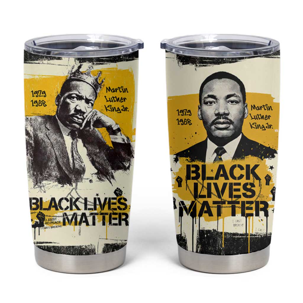 Martin Luther King Jr Tumbler Cup Black Lives Matter Street Art Portrait Civil Rights Tribute Bold Striped - Wonder Print Shop