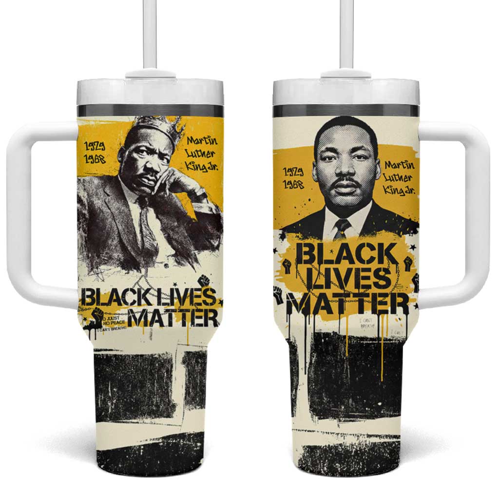 Martin Luther King Jr Tumbler With Handle Black Lives Matter Street Art Portrait Civil Rights Tribute Bold Striped - Wonder Print Shop