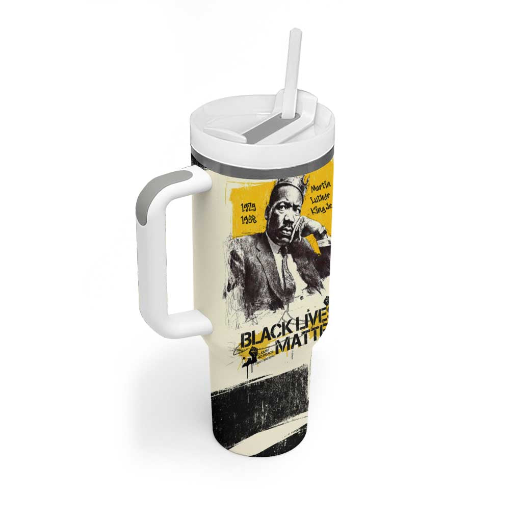 Martin Luther King Jr Tumbler With Handle Black Lives Matter Street Art Portrait Civil Rights Tribute Bold Striped - Wonder Print Shop