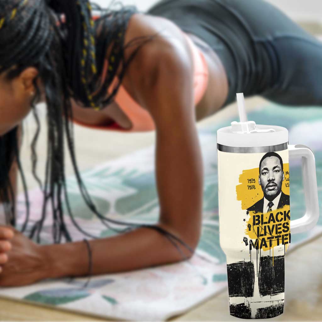 Martin Luther King Jr Tumbler With Handle Black Lives Matter Street Art Portrait Civil Rights Tribute Bold Striped - Wonder Print Shop