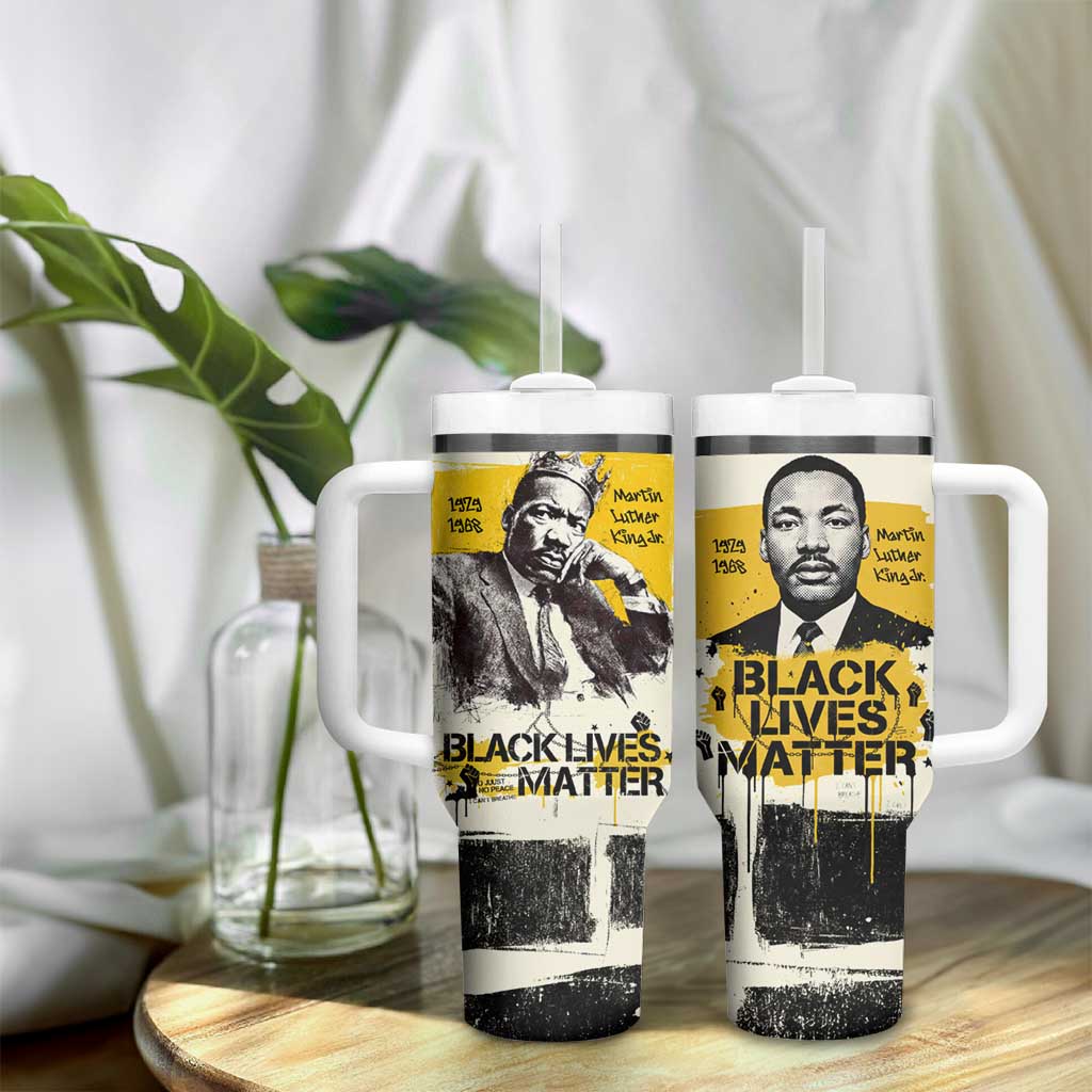Martin Luther King Jr Tumbler With Handle Black Lives Matter Street Art Portrait Civil Rights Tribute Bold Striped - Wonder Print Shop