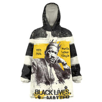 Martin Luther King Jr Wearable Blanket Hoodie Black Lives Matter Street Art Portrait Civil Rights Tribute Bold Striped - Wonder Print Shop
