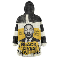 Martin Luther King Jr Wearable Blanket Hoodie Black Lives Matter Street Art Portrait Civil Rights Tribute Bold Striped - Wonder Print Shop