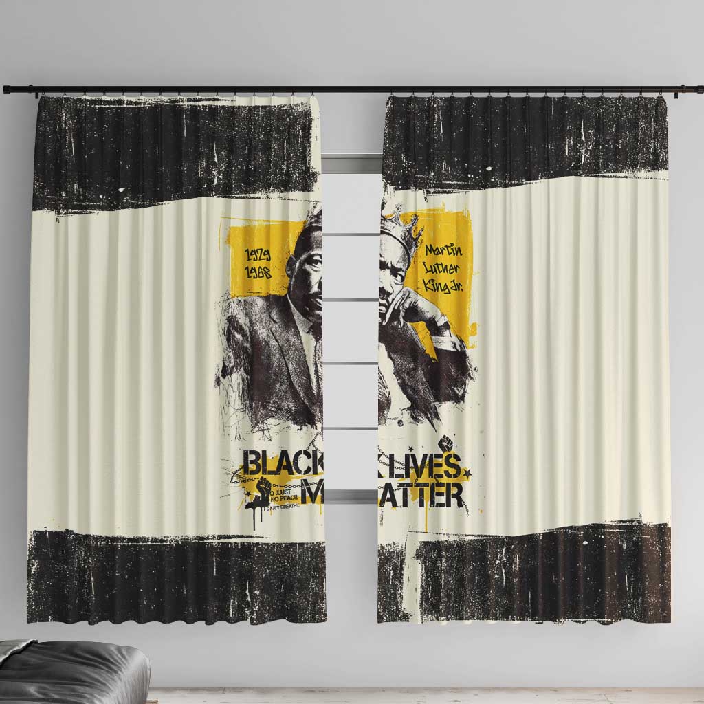 Martin Luther King Jr Window Curtain Black Lives Matter Street Art Portrait Civil Rights Tribute Bold Striped - Wonder Print Shop