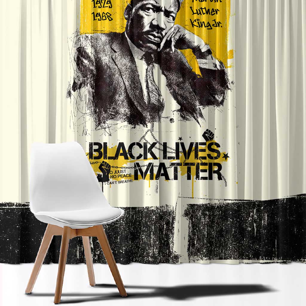 Martin Luther King Jr Window Curtain Black Lives Matter Street Art Portrait Civil Rights Tribute Bold Striped - Wonder Print Shop