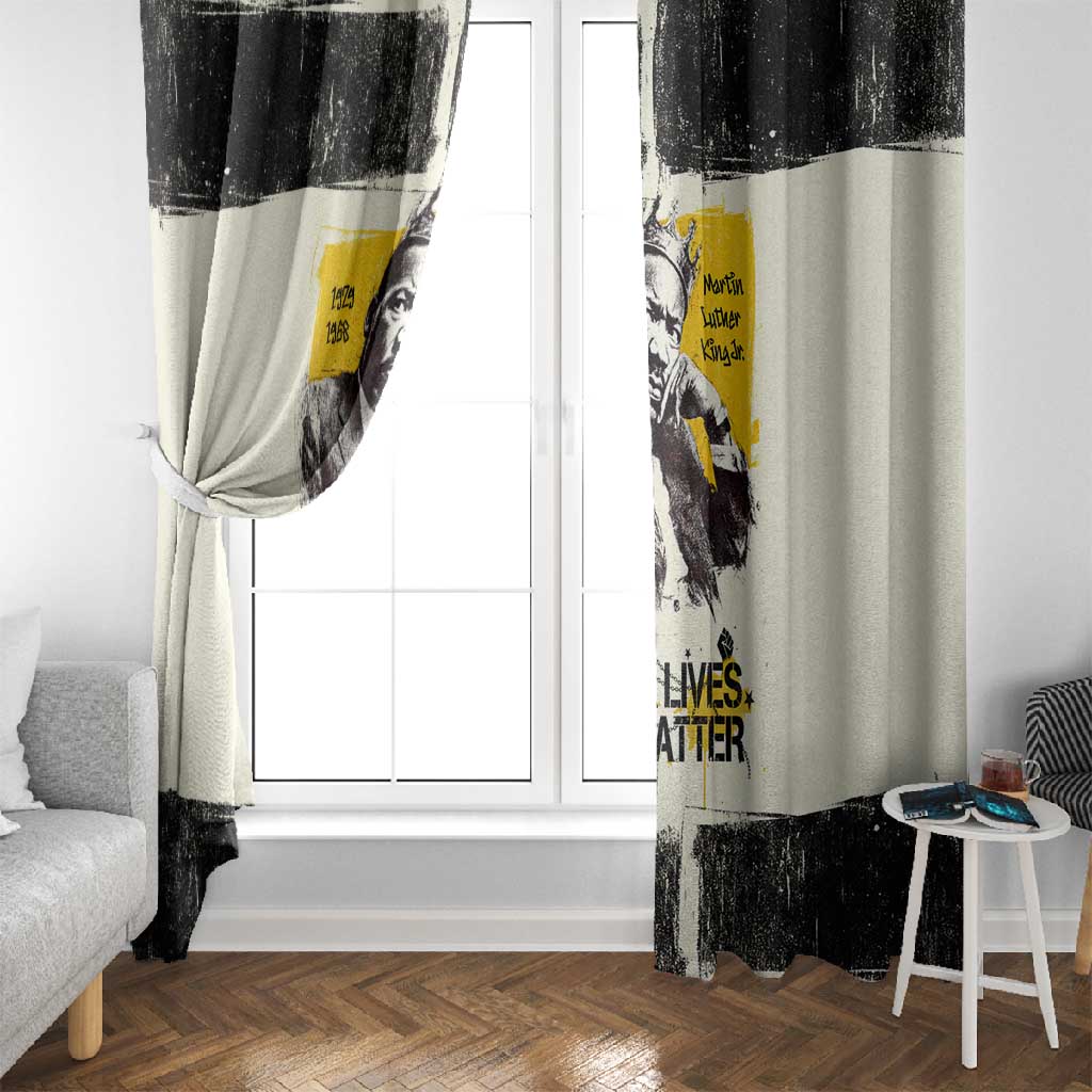 Martin Luther King Jr Window Curtain Black Lives Matter Street Art Portrait Civil Rights Tribute Bold Striped - Wonder Print Shop