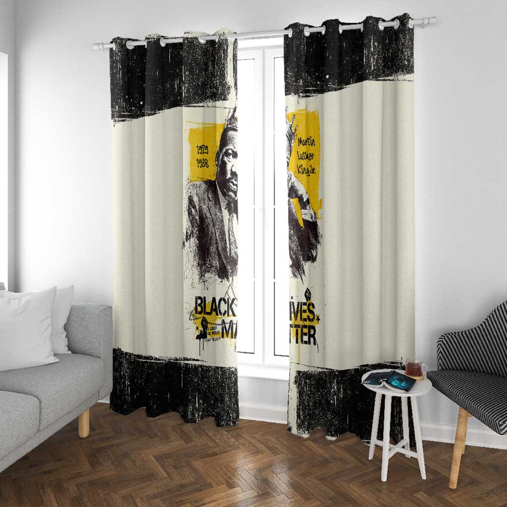 Martin Luther King Jr Window Curtain Black Lives Matter Street Art Portrait Civil Rights Tribute Bold Striped - Wonder Print Shop