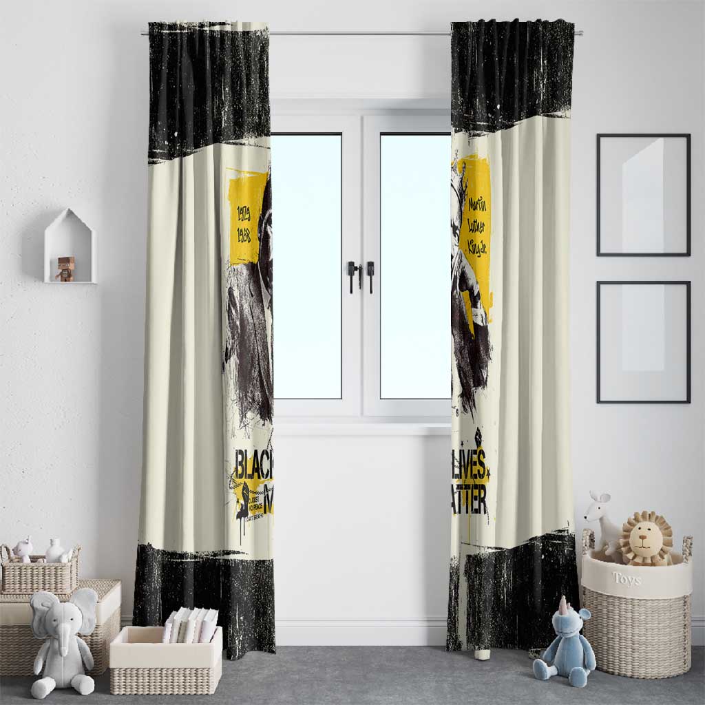 Martin Luther King Jr Window Curtain Black Lives Matter Street Art Portrait Civil Rights Tribute Bold Striped - Wonder Print Shop