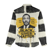 Martin Luther King Jr Women Casual Shirt Black Lives Matter Street Art Portrait Civil Rights Tribute Bold Striped - Wonder Print Shop