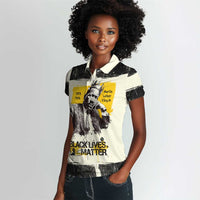 Martin Luther King Jr Women Polo Shirt Black Lives Matter Street Art Portrait Civil Rights Tribute Bold Striped TS04
