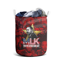 MLK Day Laundry Basket Martin Luther King Jr Tribute American Flag Lettering - Wonder Print Shop