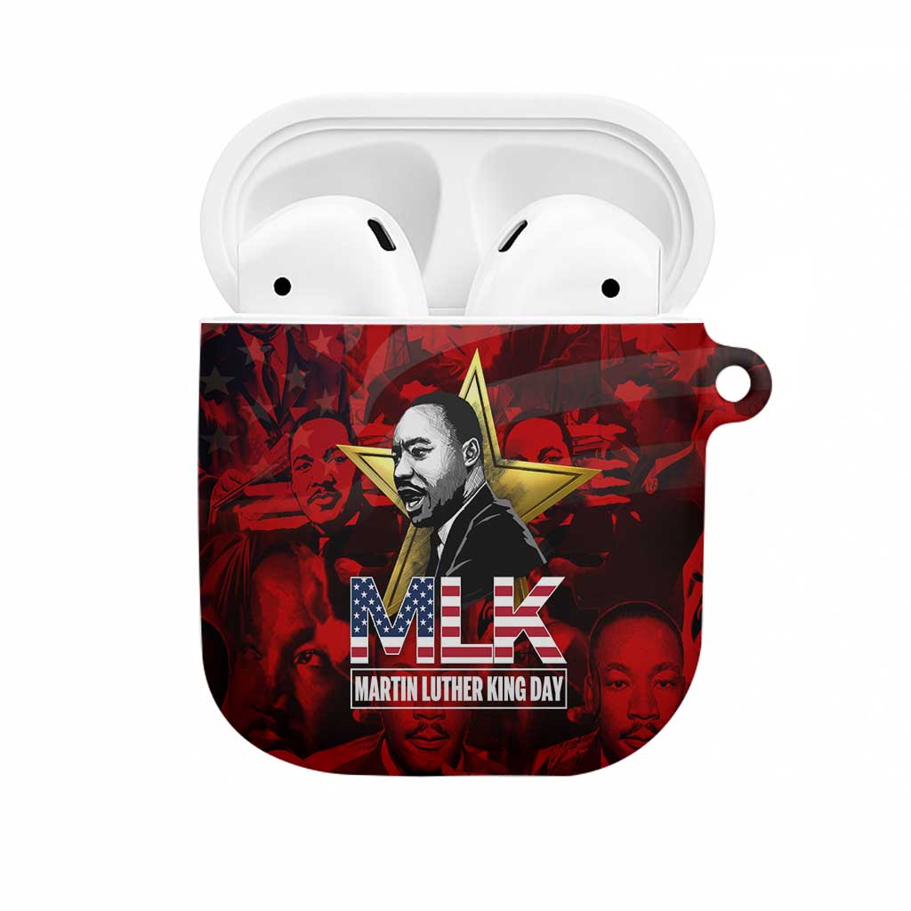 MLK Day AirPods Case Martin Luther King Jr Tribute American Flag Lettering - Wonder Print Shop