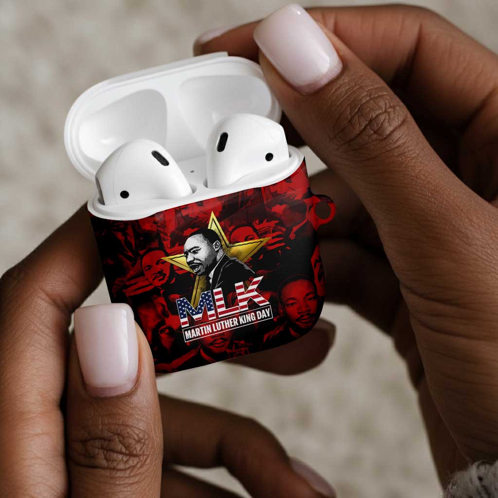 MLK Day AirPods Case Martin Luther King Jr Tribute American Flag Lettering - Wonder Print Shop