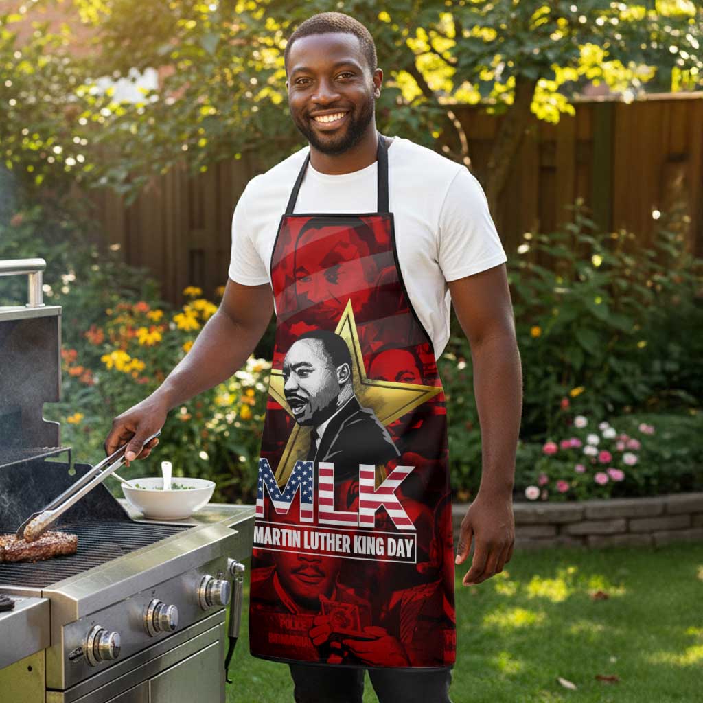 MLK Day Apron Martin Luther King Jr Tribute American Flag Lettering - Wonder Print Shop