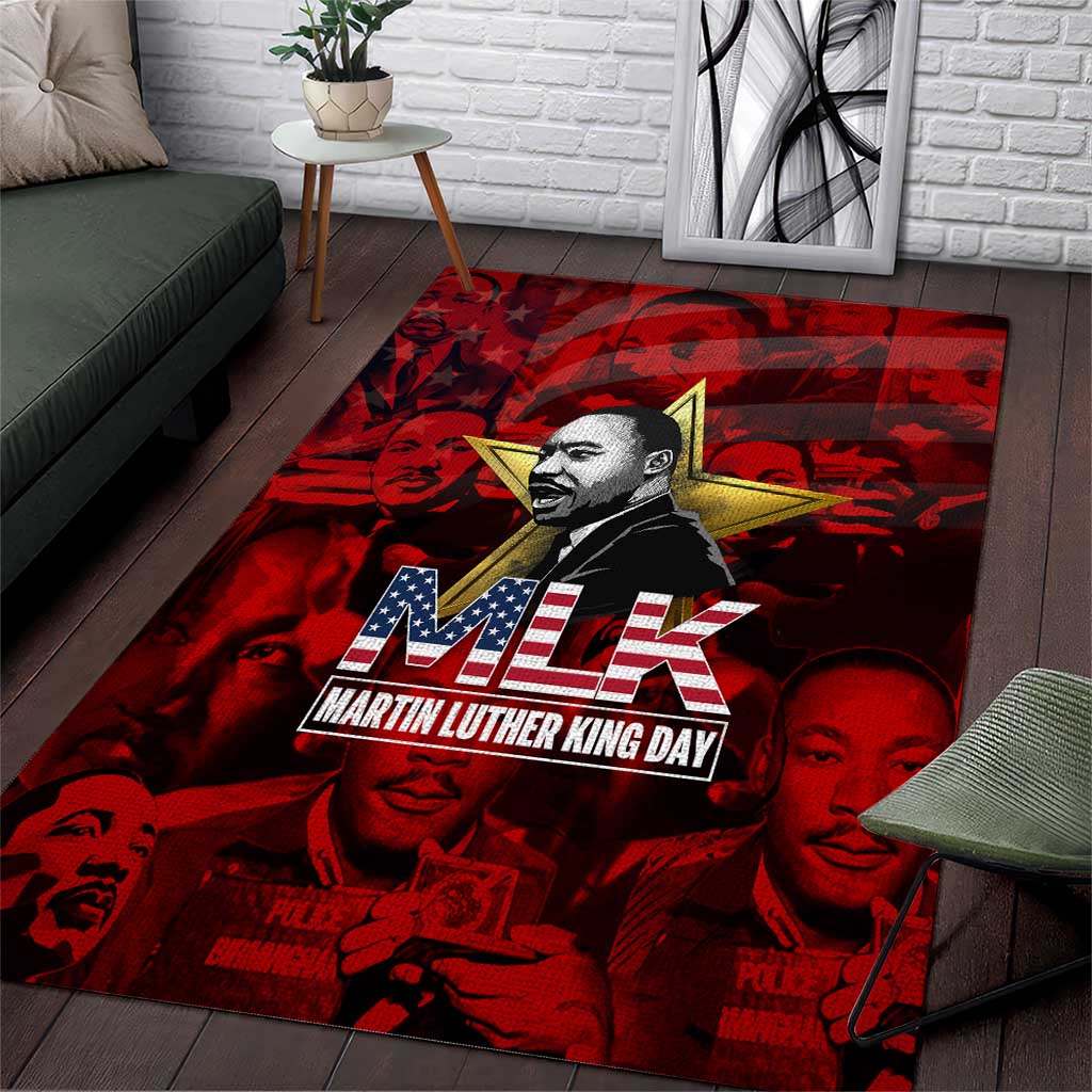 MLK Day Area Rug Martin Luther King Jr Tribute American Flag Lettering - Wonder Print Shop