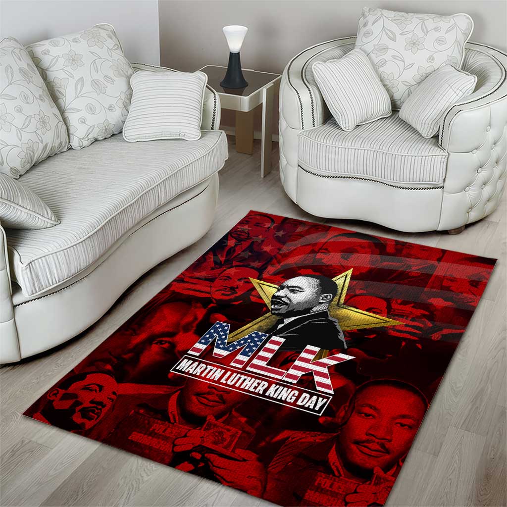 MLK Day Area Rug Martin Luther King Jr Tribute American Flag Lettering - Wonder Print Shop