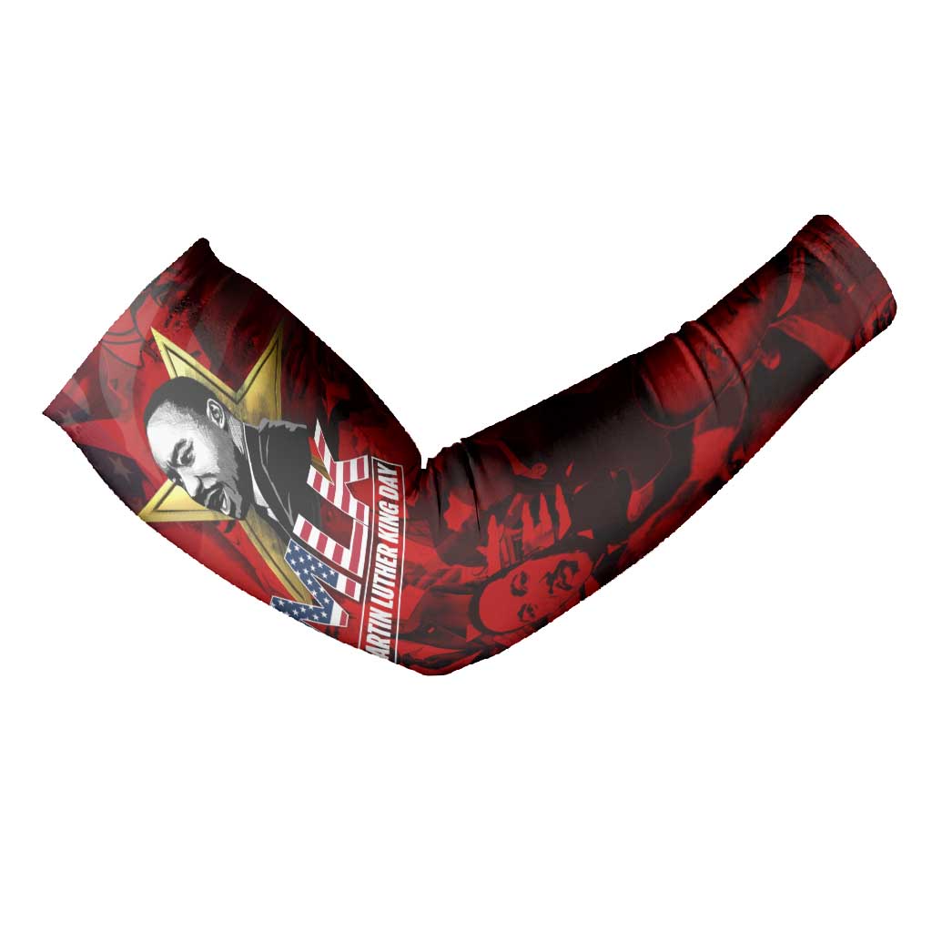 MLK Day Arm Sleeves Martin Luther King Jr Tribute American Flag Lettering - Wonder Print Shop