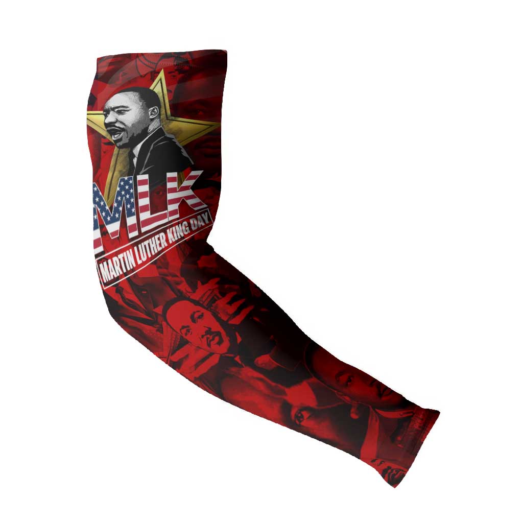 MLK Day Arm Sleeves Martin Luther King Jr Tribute American Flag Lettering - Wonder Print Shop