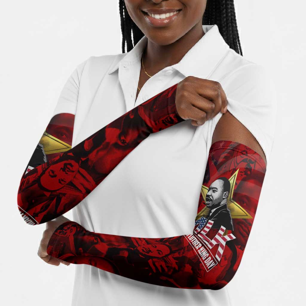 MLK Day Arm Sleeves Martin Luther King Jr Tribute American Flag Lettering - Wonder Print Shop