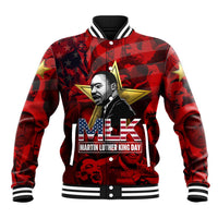 MLK Day Baseball Jacket Martin Luther King Jr Tribute American Flag Lettering - Wonder Print Shop