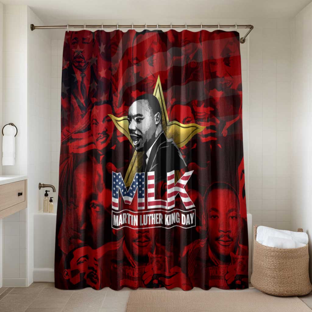 MLK Day Bathroom Set Martin Luther King Jr Tribute American Flag Lettering - Wonder Print Shop