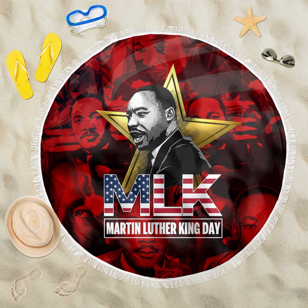 MLK Day Beach Blanket Martin Luther King Jr Tribute American Flag Lettering - Wonder Print Shop