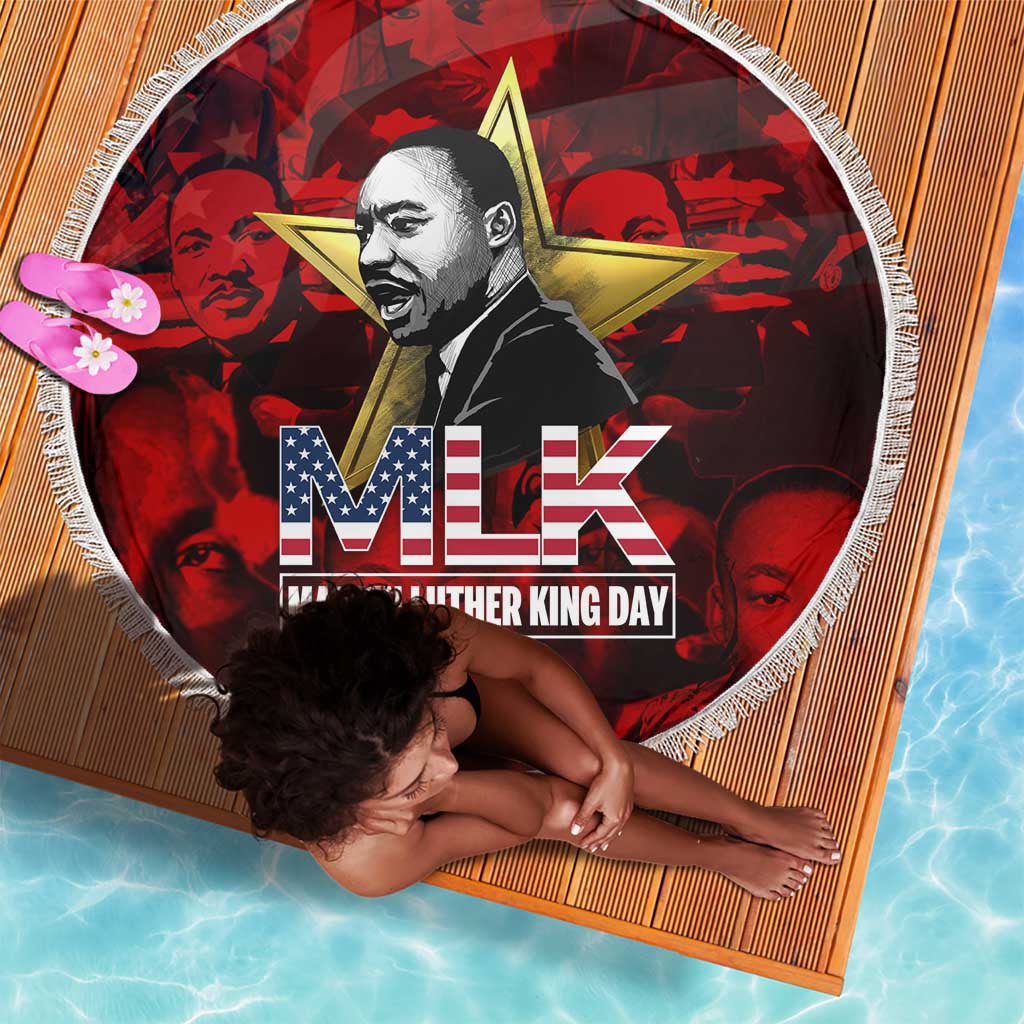 MLK Day Beach Blanket Martin Luther King Jr Tribute American Flag Lettering - Wonder Print Shop