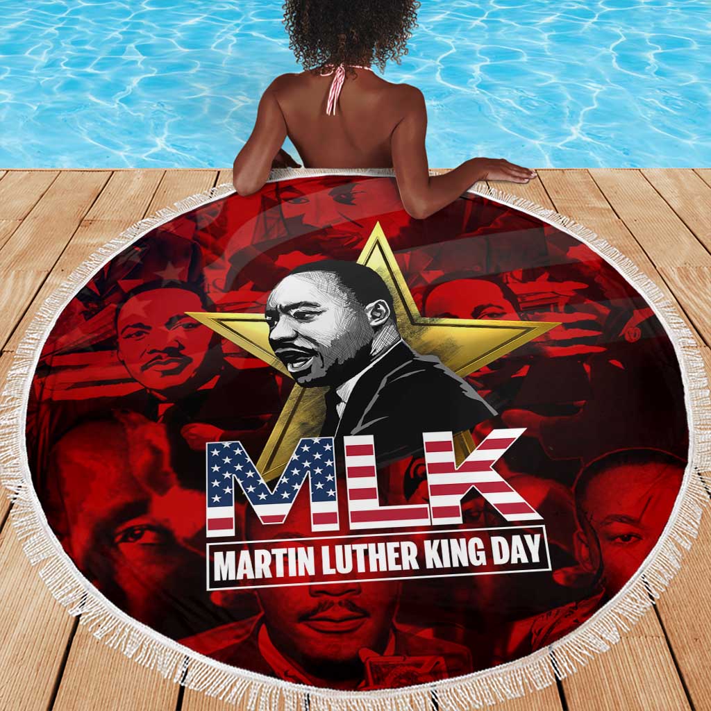 MLK Day Beach Blanket Martin Luther King Jr Tribute American Flag Lettering - Wonder Print Shop
