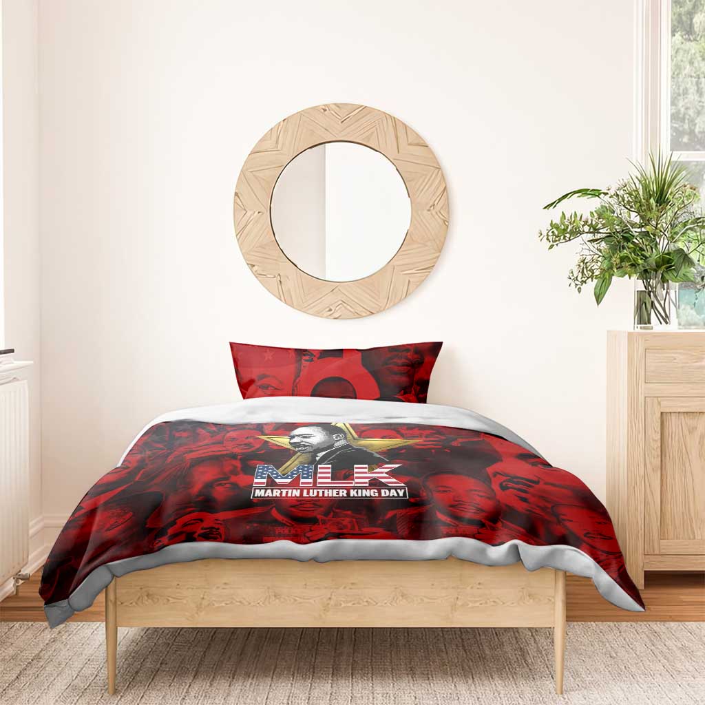 MLK Day Bedding Set Martin Luther King Jr Tribute American Flag Lettering - Wonder Print Shop