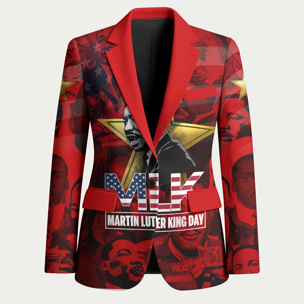 MLK Day Blazer Martin Luther King Jr Tribute American Flag Lettering - Wonder Print Shop