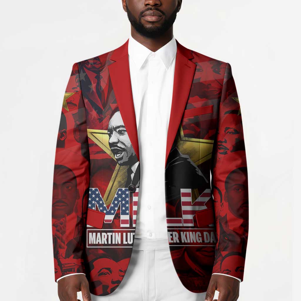 MLK Day Blazer Martin Luther King Jr Tribute American Flag Lettering - Wonder Print Shop