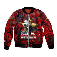 MLK Day Bomber Jacket Martin Luther King Jr Tribute American Flag Lettering - Wonder Print Shop