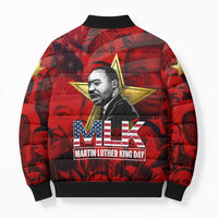 MLK Day Bomber Puffer Jacket Martin Luther King Jr Tribute American Flag Lettering - Wonder Print Shop