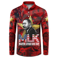 MLK Day Button Sweatshirt Martin Luther King Jr Tribute American Flag Lettering