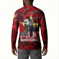 MLK Day Button Sweatshirt Martin Luther King Jr Tribute American Flag Lettering