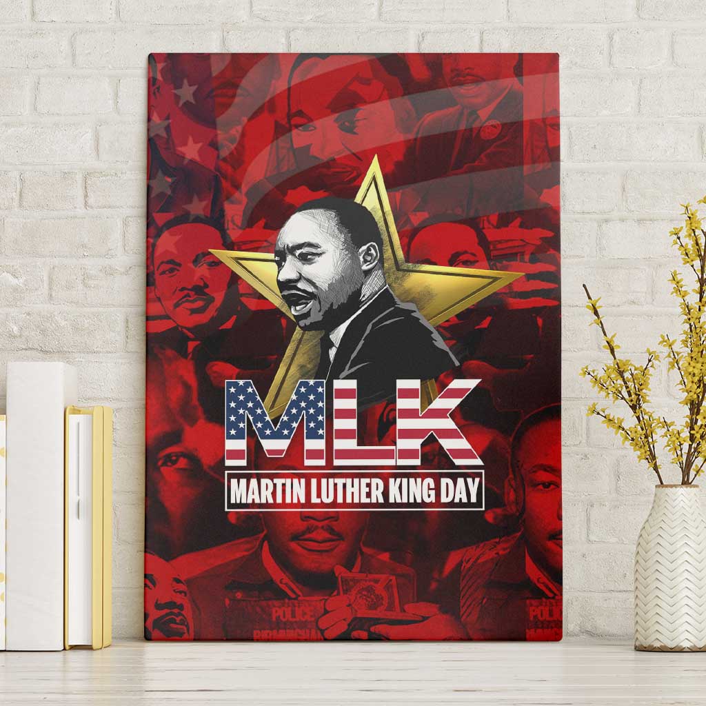 MLK Day Canvas Wall Art Martin Luther King Jr Tribute American Flag Lettering - Wonder Print Shop
