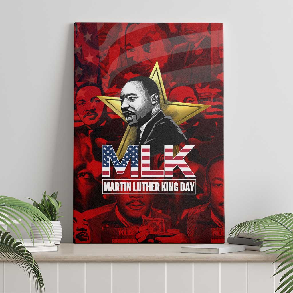 MLK Day Canvas Wall Art Martin Luther King Jr Tribute American Flag Lettering - Wonder Print Shop