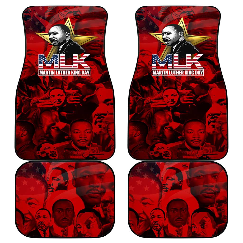 MLK Day Car Mats Martin Luther King Jr Tribute American Flag Lettering - Wonder Print Shop