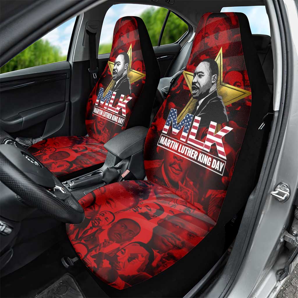MLK Day Car Seat Cover Martin Luther King Jr Tribute American Flag Lettering - Wonder Print Shop