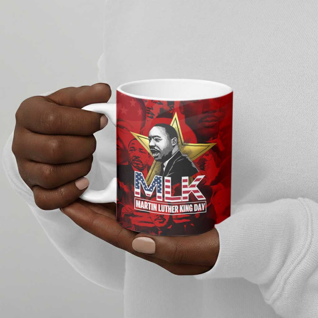 MLK Day Ceramic Mug Martin Luther King Jr Tribute American Flag Lettering - Wonder Print Shop