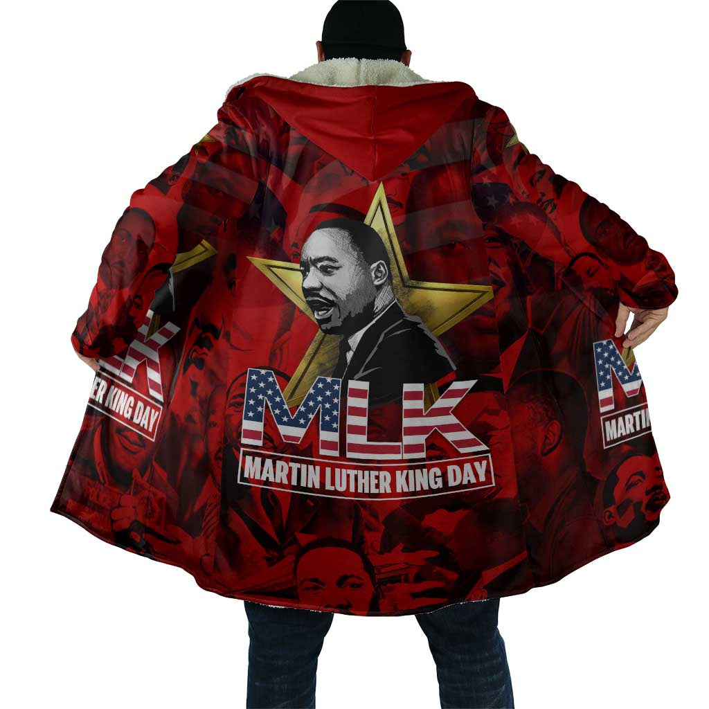 MLK Day Cloak Martin Luther King Jr Tribute American Flag Lettering - Wonder Print Shop