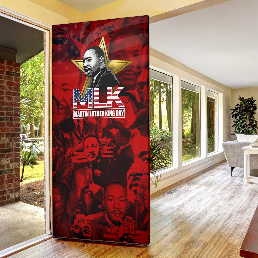 MLK Day Door Cover Martin Luther King Jr Tribute American Flag Lettering - Wonder Print Shop