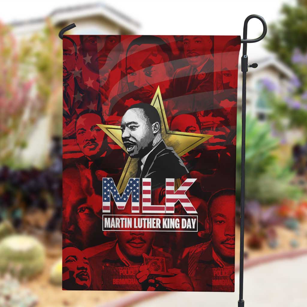 MLK Day Garden Flag Martin Luther King Jr Tribute American Flag Lettering - Wonder Print Shop